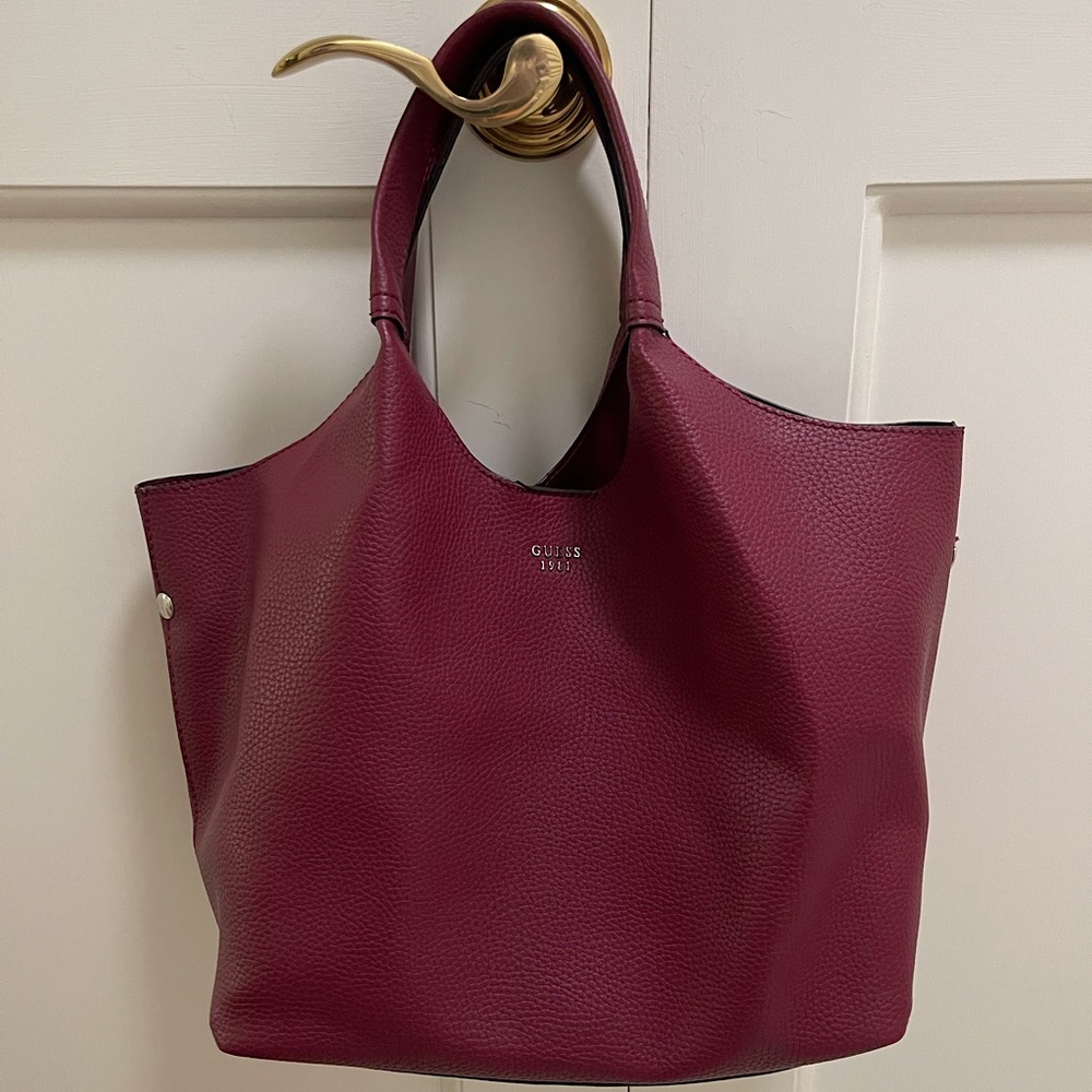 Guess Burgundy Slouch Bag